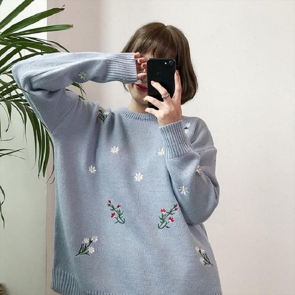 winter womens new embroidered sweater casual fashion large size loose korean sweet chic knitted o neck flower sweater, White;black
winter womens new embroidered sweater casual fashion large size loose korean sweet chic knitted o neck flower sweater, White;black