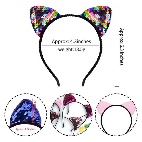 reversible sequin cat ears headband shiny rainbow cat ear hair hoops cute bling hairband hair accessories for women girls gifts h wmtbvo, Black;brown
reversible sequin cat ears headband shiny rainbow cat ear hair hoops cute bling hairband hair accessories for women girls gifts h wmtbvo, Black;brown