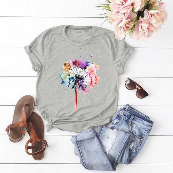 t0036 summer new women's personality plant dandelion plant printing round neck short-sleeved pullover t-shirt top, White
t0036 summer new women's personality plant dandelion plant printing round neck short-sleeved pullover t-shirt top, White
