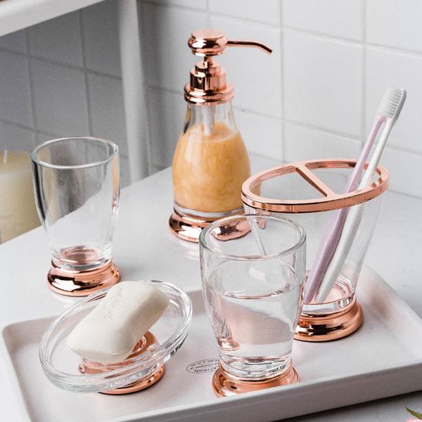 bath accessory set luxury transparant bathroom rose gold household wash cup supplies kit toothbrush holder
bath accessory set luxury transparant bathroom rose gold household wash cup supplies kit toothbrush holder