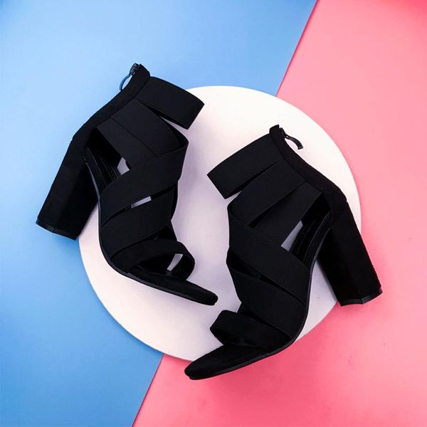 sandals female shoes summer women square heels ladies zipper ankle strap elastic band open toe high footwear, Black
sandals female shoes summer women square heels ladies zipper ankle strap elastic band open toe high footwear, Black