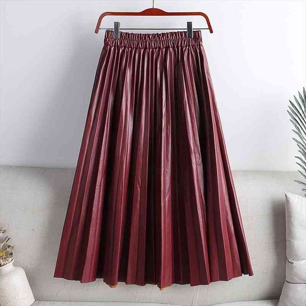 autumn winter women midi-calf pu leather elastic waist pleated skirts office ladies high waist a-line harajuku skirt ds288, Black
autumn winter women midi-calf pu leather elastic waist pleated skirts office ladies high waist a-line harajuku skirt ds288, Black