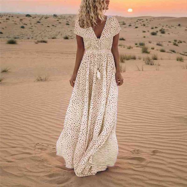women elegant v neck boho dress spring polka dot print long party dress tassel maxi summer short sleeve beach dresses, Black;gray
women elegant v neck boho dress spring polka dot print long party dress tassel maxi summer short sleeve beach dresses, Black;gray