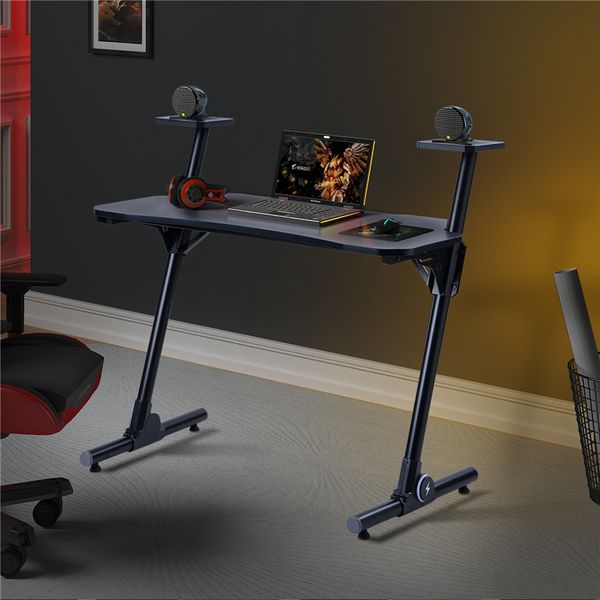 us stock home office gaming desk/ computer desk z-shaped pc desk workstation with carbon fiber surface and headphone hook
us stock home office gaming desk/ computer desk z-shaped pc desk workstation with carbon fiber surface and headphone hook