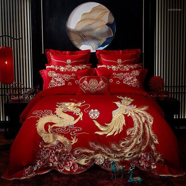 red duvet cover bed sheet pillowcase cotton gold loong phoenix flower embroidery chinese wedding princess bedding set luxury1
red duvet cover bed sheet pillowcase cotton gold loong phoenix flower embroidery chinese wedding princess bedding set luxury1