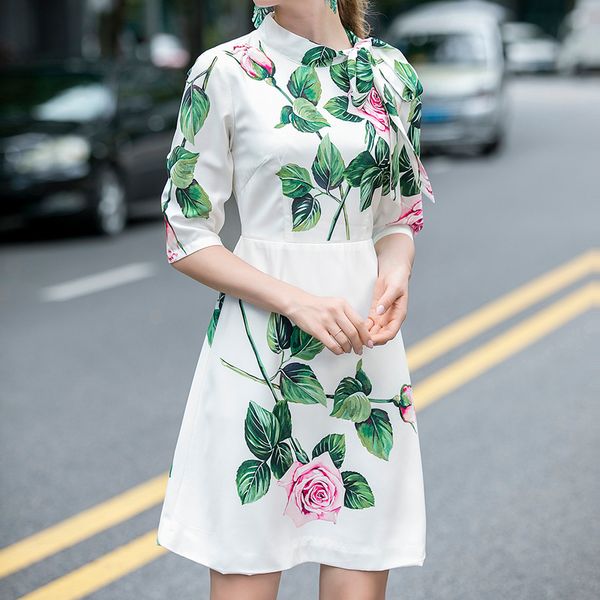 summer retro printing flowers ribbons sleeves around the neck elegant temperament thin dress women of 4f9g, Black;gray
summer retro printing flowers ribbons sleeves around the neck elegant temperament thin dress women of 4f9g, Black;gray