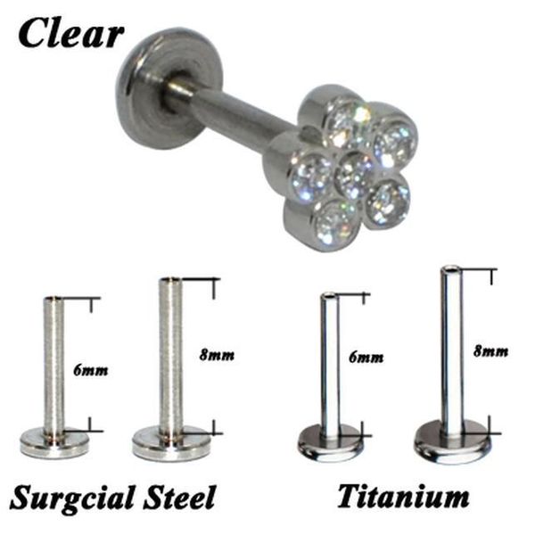 1pc g23 titanium&steel flower gem labret lip bar ring cubic zircon flower ear cartilage tragus helix piercing screw fit 16g q bbyolv, Silver
1pc g23 titanium&steel flower gem labret lip bar ring cubic zircon flower ear cartilage tragus helix piercing screw fit 16g q bbyolv, Silver
