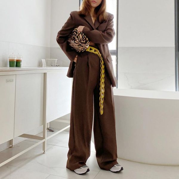 fashion new arrival personality work style pant suits long blazer and loose pant vintage elegant solid suits, White
fashion new arrival personality work style pant suits long blazer and loose pant vintage elegant solid suits, White