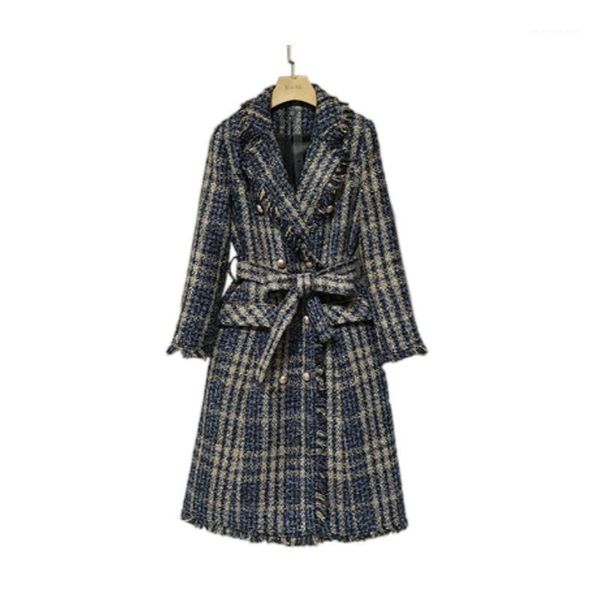 women's wool & blends 2021 autumn luxury women plaid double breasted long outerwear coat for female casual jacket 11.011, Black
women's wool & blends 2021 autumn luxury women plaid double breasted long outerwear coat for female casual jacket 11.011, Black
