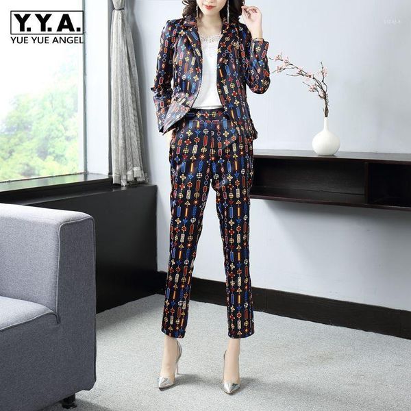 new women colorful printed suits two piece pants blazer set slim fit ankle length office ladies work costume femme outfits suit1, White
new women colorful printed suits two piece pants blazer set slim fit ankle length office ladies work costume femme outfits suit1, White