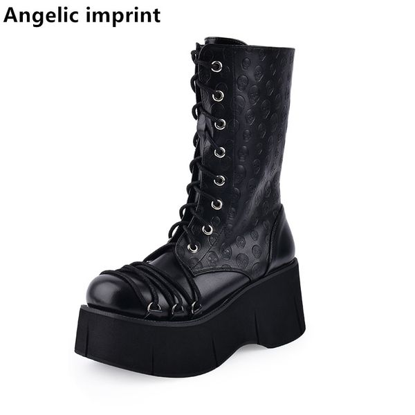 angelic imprint mori girl women motorcycle punk boots lady lolita middle boots woman high heels pumps shoes print skull 8cm lace, Black
angelic imprint mori girl women motorcycle punk boots lady lolita middle boots woman high heels pumps shoes print skull 8cm lace, Black