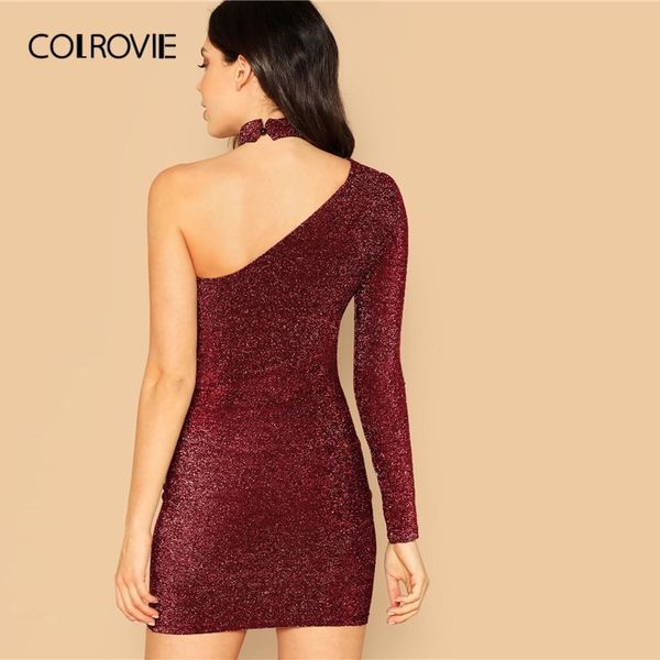 colrovie maroon one shoulder bodycon glitter women dress with choker night club slim fit pencil ladies short dresses y200418, Black;gray
colrovie maroon one shoulder bodycon glitter women dress with choker night club slim fit pencil ladies short dresses y200418, Black;gray
