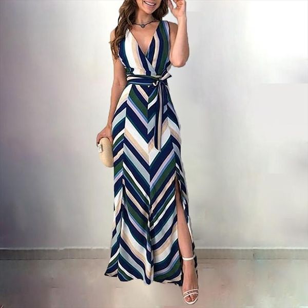 2020 women fashion elegant wrapped side slit long party dress chevron stripes backless belted slit casual maxi dress, Black;gray
2020 women fashion elegant wrapped side slit long party dress chevron stripes backless belted slit casual maxi dress, Black;gray