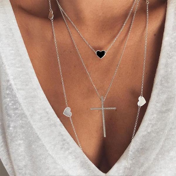 3 pcs/set fashion classic heart love cross chain pendant multilayer 001 long necklace women charm party wedding jewelry gift, Silver
3 pcs/set fashion classic heart love cross chain pendant multilayer 001 long necklace women charm party wedding jewelry gift, Silver