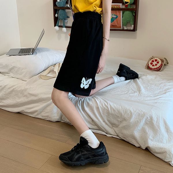2021 New 4 colours summer elastic waistline shorts streetwear broad leg butterfly embroidered women's pants (x1454) E4ZU, Black;white 
2021 New 4 colours summer elastic waistline shorts streetwear broad leg butterfly embroidered women's pants (x1454) E4ZU, Black;white