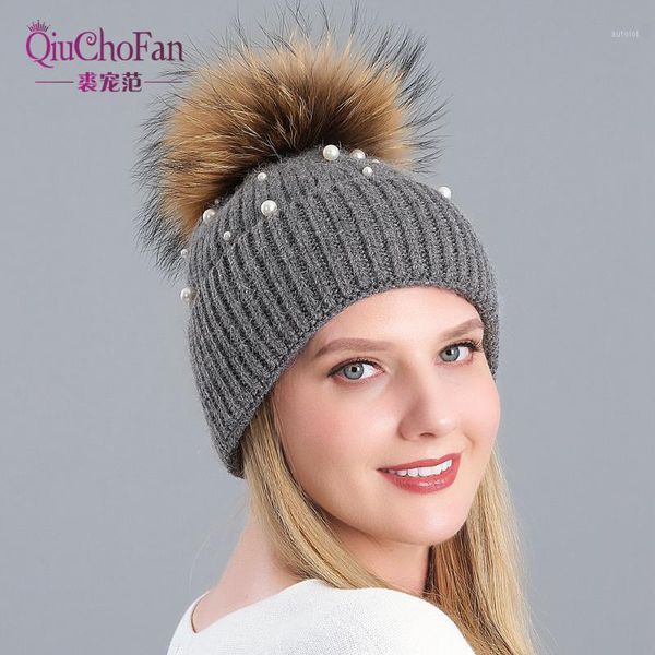 pearl natural raccoon fur women's winter hats girls knitted wool caps female headgear pompon skullies beanies1, Blue;gray
pearl natural raccoon fur women's winter hats girls knitted wool caps female headgear pompon skullies beanies1, Blue;gray