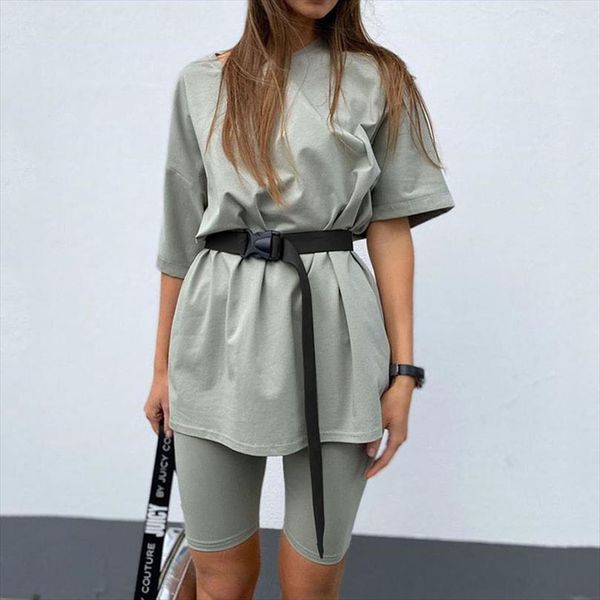 solid casual loose tracksuits women set long tshirt and biker shorts 2 pieces sets fashion basic outfit ladies summer, Gray
solid casual loose tracksuits women set long tshirt and biker shorts 2 pieces sets fashion basic outfit ladies summer, Gray