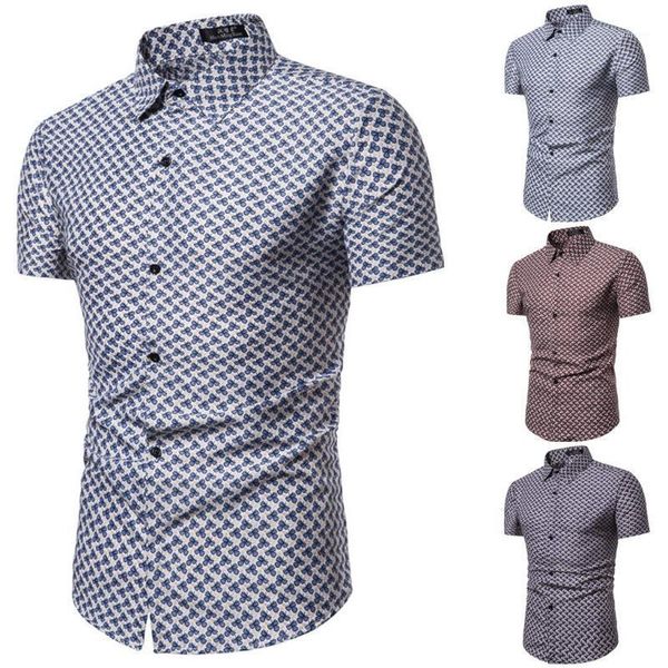 mens shirt men's new summer casual flower short-sleeved shirt fashion printed blouse, White;black
mens shirt men's new summer casual flower short-sleeved shirt fashion printed blouse, White;black