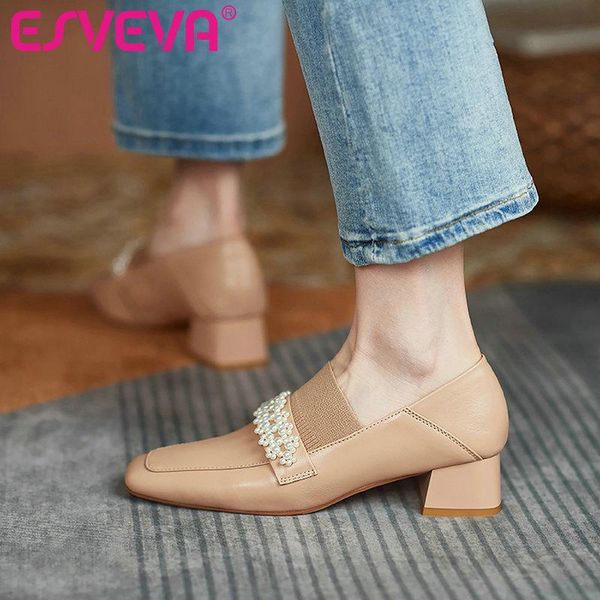 esveva 2021 spring autumn string bead genuine leather med heels retro square toe elastic band slip on women shoes size 34-40, Black
esveva 2021 spring autumn string bead genuine leather med heels retro square toe elastic band slip on women shoes size 34-40, Black