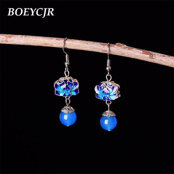 boeycjr ethnic vintage natural stone bead enamel bead dangle earrings fashion jewelry blue enamel drop earrings for women, Silver
boeycjr ethnic vintage natural stone bead enamel bead dangle earrings fashion jewelry blue enamel drop earrings for women, Silver