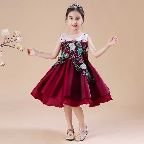 children's dress satin computer embroidered princess show performance dress temperament fluffy dress, Red;yellow
children's dress satin computer embroidered princess show performance dress temperament fluffy dress, Red;yellow