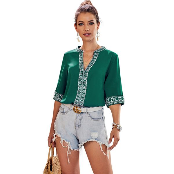 summer women v-neck shirt pullover half sleeves national street style fashion casual loose blouses for girls 4 colors 252218, White
summer women v-neck shirt pullover half sleeves national street style fashion casual loose blouses for girls 4 colors 252218, White