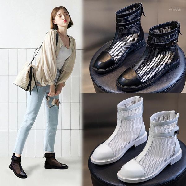 2020 summer breathable genuine leather boots female mesh korean casual ankle boots women round head women's shoes1, Black
2020 summer breathable genuine leather boots female mesh korean casual ankle boots women round head women's shoes1, Black