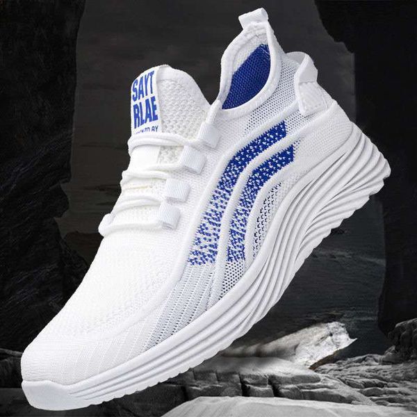 men breathable sneakers non-slip flying woven casual shoes student running shoes zapatillas hombre, Black