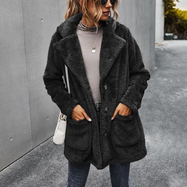 winter jacket women solid pocket fleece long sleeves cardigan button keep warm coat chaquetas de mujer, Black;brown
winter jacket women solid pocket fleece long sleeves cardigan button keep warm coat chaquetas de mujer, Black;brown