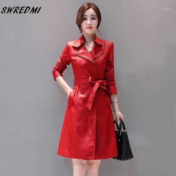 women leather trench new spring and autumn double breasted office lady leather coat female plus size s-3xl green jackets swredmi1, Black
women leather trench new spring and autumn double breasted office lady leather coat female plus size s-3xl green jackets swredmi1, Black