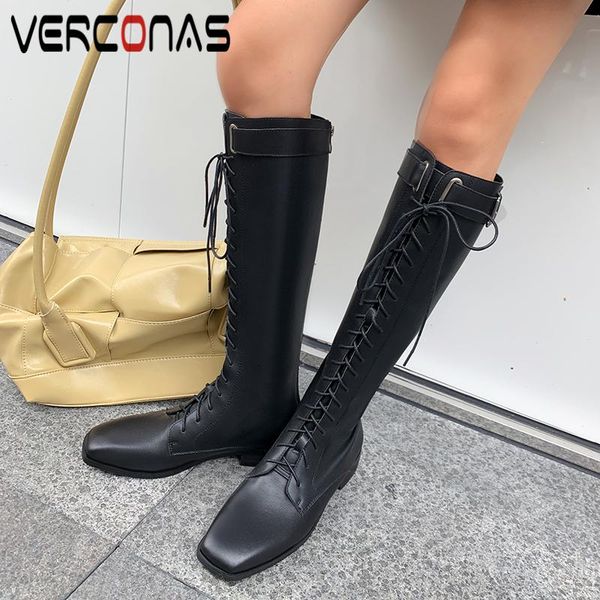boots verconas fashion cross-tied knee-high for women genuine leather shoes woman autumn winter square toe zipper long, Black
boots verconas fashion cross-tied knee-high for women genuine leather shoes woman autumn winter square toe zipper long, Black