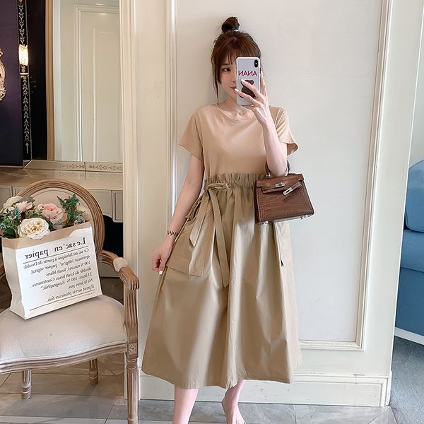 2021 summer new plus size women's dress, pure cotton casual round neck short sleeve loose dress, for pregnant women, 6621xcxc, White;black
2021 summer new plus size women's dress, pure cotton casual round neck short sleeve loose dress, for pregnant women, 6621xcxc, White;black