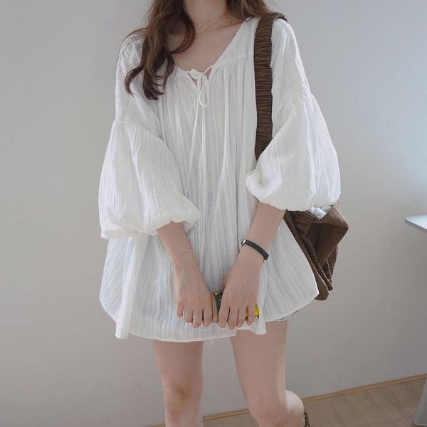 2021 japan style blouse spring autumn new korean fashion sweet loose simple bandage lantern sleeve v-neck mdpx, White
2021 japan style blouse spring autumn new korean fashion sweet loose simple bandage lantern sleeve v-neck mdpx, White