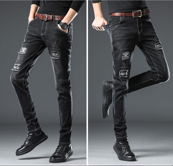 deep black hole foot patch jeans male popular logo cultivate one's morality men's spring tide of chun xia han edition fun and long, Blue
deep black hole foot patch jeans male popular logo cultivate one's morality men's spring tide of chun xia han edition fun and long, Blue