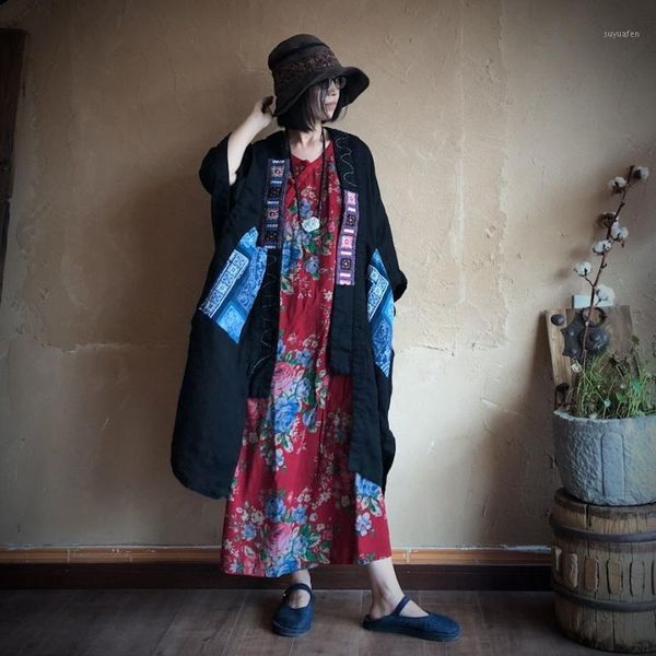 women loose patchwork embroidered coat outerwear ladies spliced linen trench coat female flax overcoat 20201, Tan;black
women loose patchwork embroidered coat outerwear ladies spliced linen trench coat female flax overcoat 20201, Tan;black