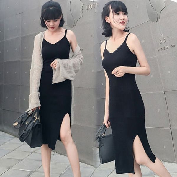 suspender knitted 2020 sling dress new women's spring dress summer temperament spring autumn bottom small black skirt ur5nr, Black;gray
suspender knitted 2020 sling dress new women's spring dress summer temperament spring autumn bottom small black skirt ur5nr, Black;gray
