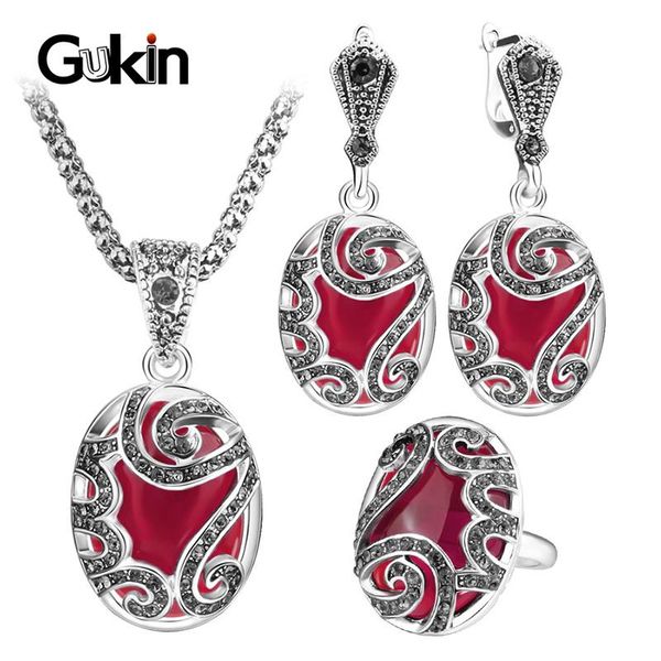 gukin luxury 3pcs vintage jewelry sets fashion red female women's earrings pendant necklace wedding party bridesmaid gift, Silver
gukin luxury 3pcs vintage jewelry sets fashion red female women's earrings pendant necklace wedding party bridesmaid gift, Silver
