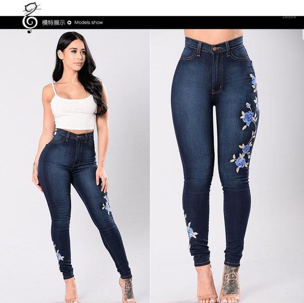 2018 new fashion women high waist full length skinny pencil pants embroidery elasticity jeans1, Blue
2018 new fashion women high waist full length skinny pencil pants embroidery elasticity jeans1, Blue