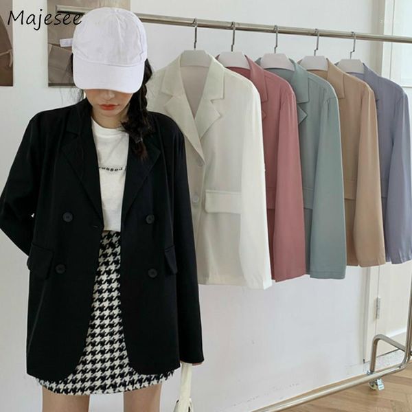 women's suits & blazers womens double breasted notched candy color vintage loose casual fashion chic korean style simple outwear street, White;black
women's suits & blazers womens double breasted notched candy color vintage loose casual fashion chic korean style simple outwear street, White;black