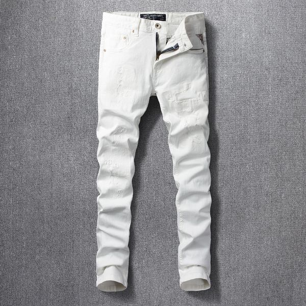 2021 new korean style fashion men jeans white color elastic slim fit ripped denim punk trousers streetwear hip hop pants 7pjz, Blue
2021 new korean style fashion men jeans white color elastic slim fit ripped denim punk trousers streetwear hip hop pants 7pjz, Blue