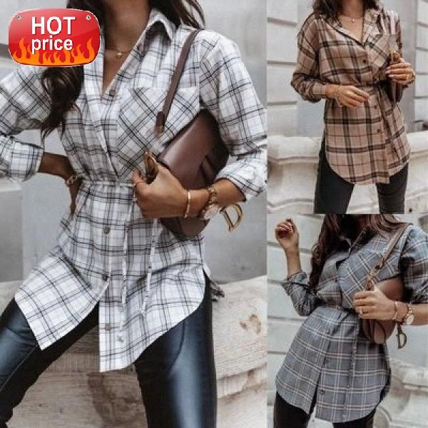 women's shirt oversized autumn plaid cotton blends long sleeve female shirts loose single breasted plus size women #td9n, White
women's shirt oversized autumn plaid cotton blends long sleeve female shirts loose single breasted plus size women #td9n, White