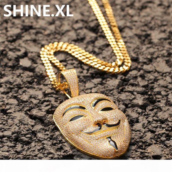 v for vendetta mask pendant necklace with rope chain iced out zircon mens hip hop jewelry gift, Silver
v for vendetta mask pendant necklace with rope chain iced out zircon mens hip hop jewelry gift, Silver
