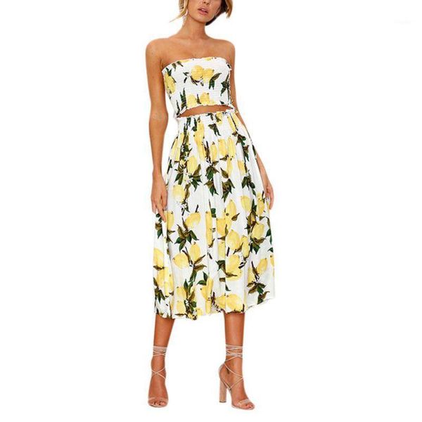 boho style summer women two piece set beach floral print strapless crop + skirt women long dress fashion female sets1, White
boho style summer women two piece set beach floral print strapless crop + skirt women long dress fashion female sets1, White