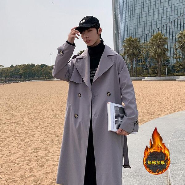 men's trench coats coat 2021 autumn winter slim pure color plus cotton overcoat large size casual personality youth wear, Tan;black
men's trench coats coat 2021 autumn winter slim pure color plus cotton overcoat large size casual personality youth wear, Tan;black