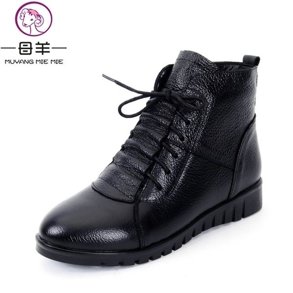 muyang mie plus size(35-43) winter shoes woman genuine leather flat ankle snow women boots y200915, Black
muyang mie plus size(35-43) winter shoes woman genuine leather flat ankle snow women boots y200915, Black