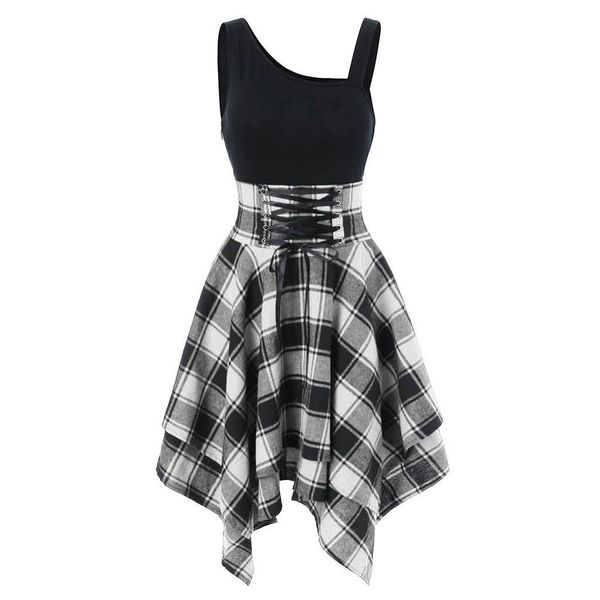fashion women sleeveless cold shoulder cross lace up plaid print irregular dress casual long girl dress female fashion new, Black;gray
fashion women sleeveless cold shoulder cross lace up plaid print irregular dress casual long girl dress female fashion new, Black;gray