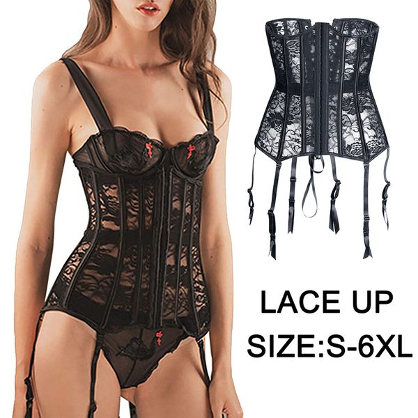 women steampunk corset gothic plus size corsets lace up boned overbust bustier waist trainer cincher body shaper corselet, Black;white
women steampunk corset gothic plus size corsets lace up boned overbust bustier waist trainer cincher body shaper corselet, Black;white