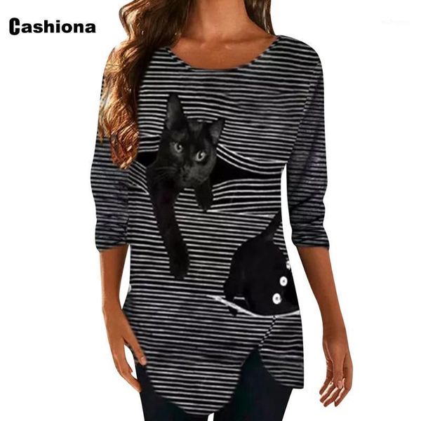 women's t-shirt cashiona plus size women elegant leisure casual t shirt striped cat print women's vintage 2021 summer tees femme 3, White
women's t-shirt cashiona plus size women elegant leisure casual t shirt striped cat print women's vintage 2021 summer tees femme 3, White