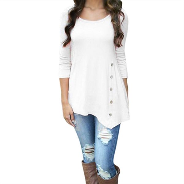 new tshirt women long sleeve loose button shirt female trim solid color round neck irregular tunic autumn spring cotton top, White
new tshirt women long sleeve loose button shirt female trim solid color round neck irregular tunic autumn spring cotton top, White