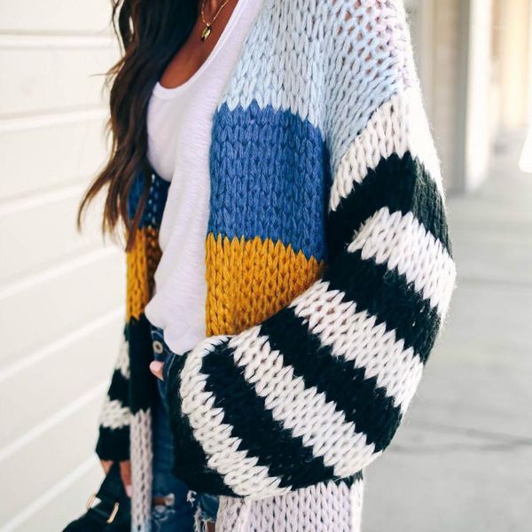 women's knits & tees chic stitching contrast color striped long knitted cardigan sleeve v-neck irregular sweater sueter mujer invierno, White
women's knits & tees chic stitching contrast color striped long knitted cardigan sleeve v-neck irregular sweater sueter mujer invierno, White